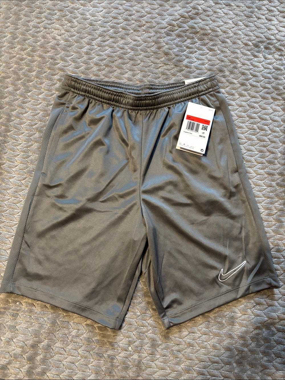Nike Men’s Dark Gray Athletic Shorts with White Swoosh